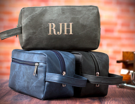 The Roadhouse Faux-Leather Dopp Kit — personalized faux-leather dopp kit