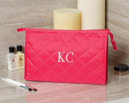 The Powder Room Quilted Cosmetic Bag — personalized quilted makeup pouch