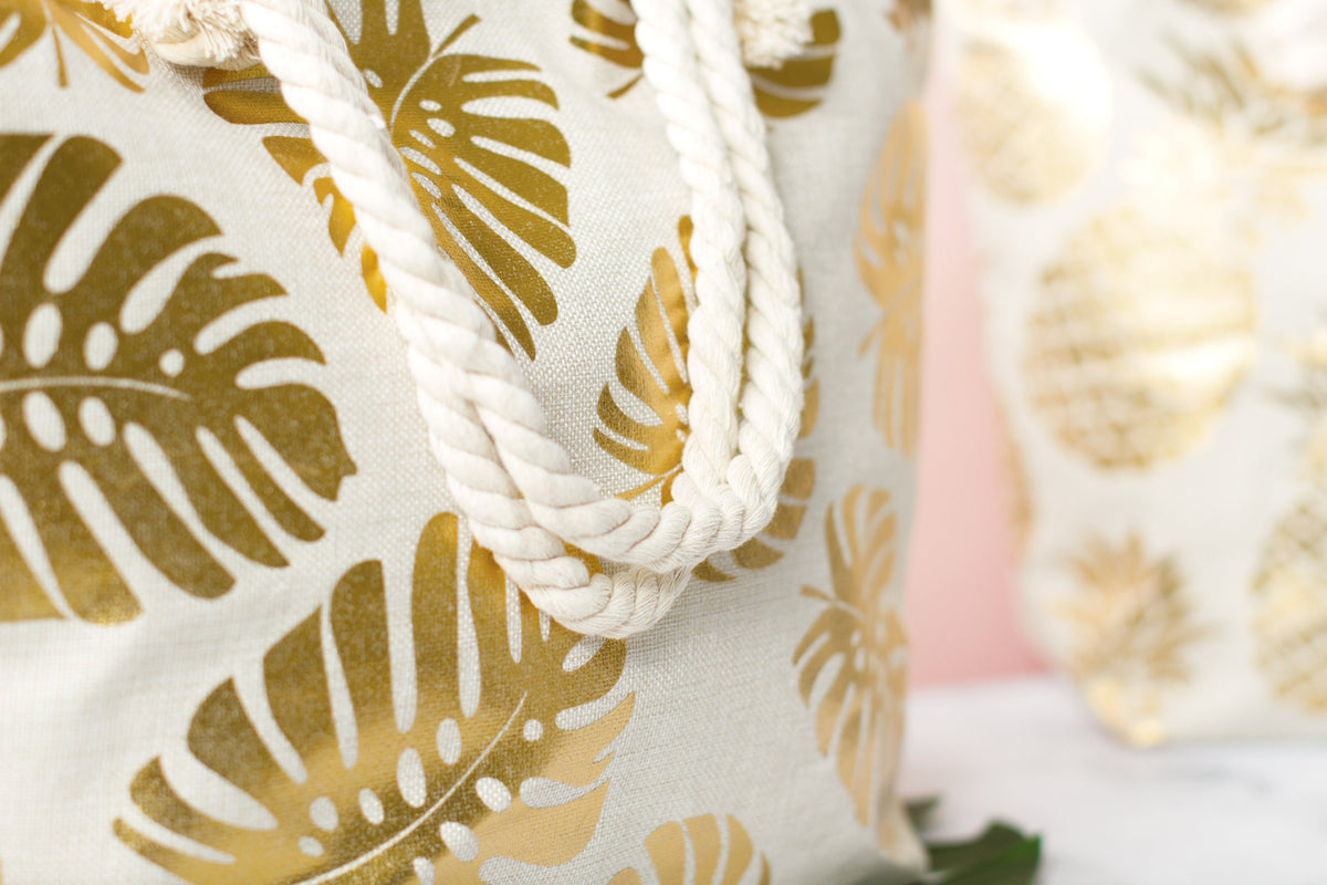 The Tropics Printed Beach Tote — personalized tropical beach tote