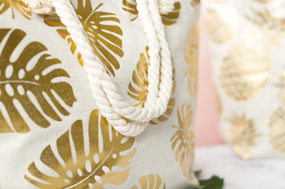 The Tropics Printed Beach Tote — personalized tropical beach tote
