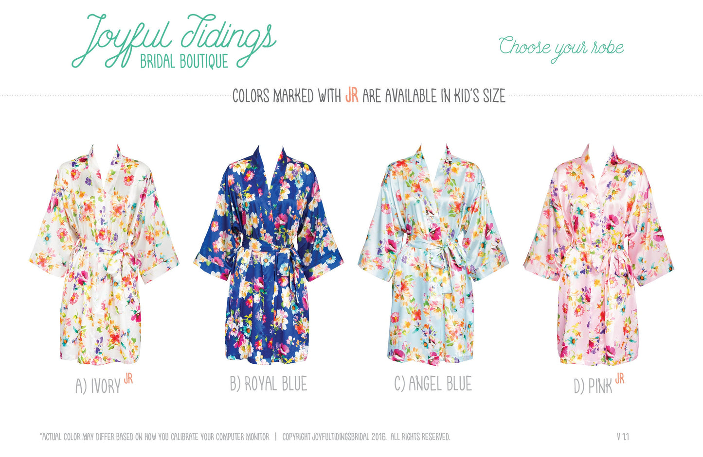 The Catalina Floral Satin Robe — personalized floral satin robe