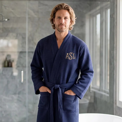 Men's Monogrammed Waffle Robe