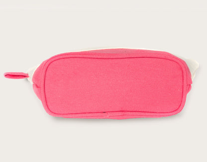 The Getaway Canvas Cosmetic Bag — pink bag with white trim