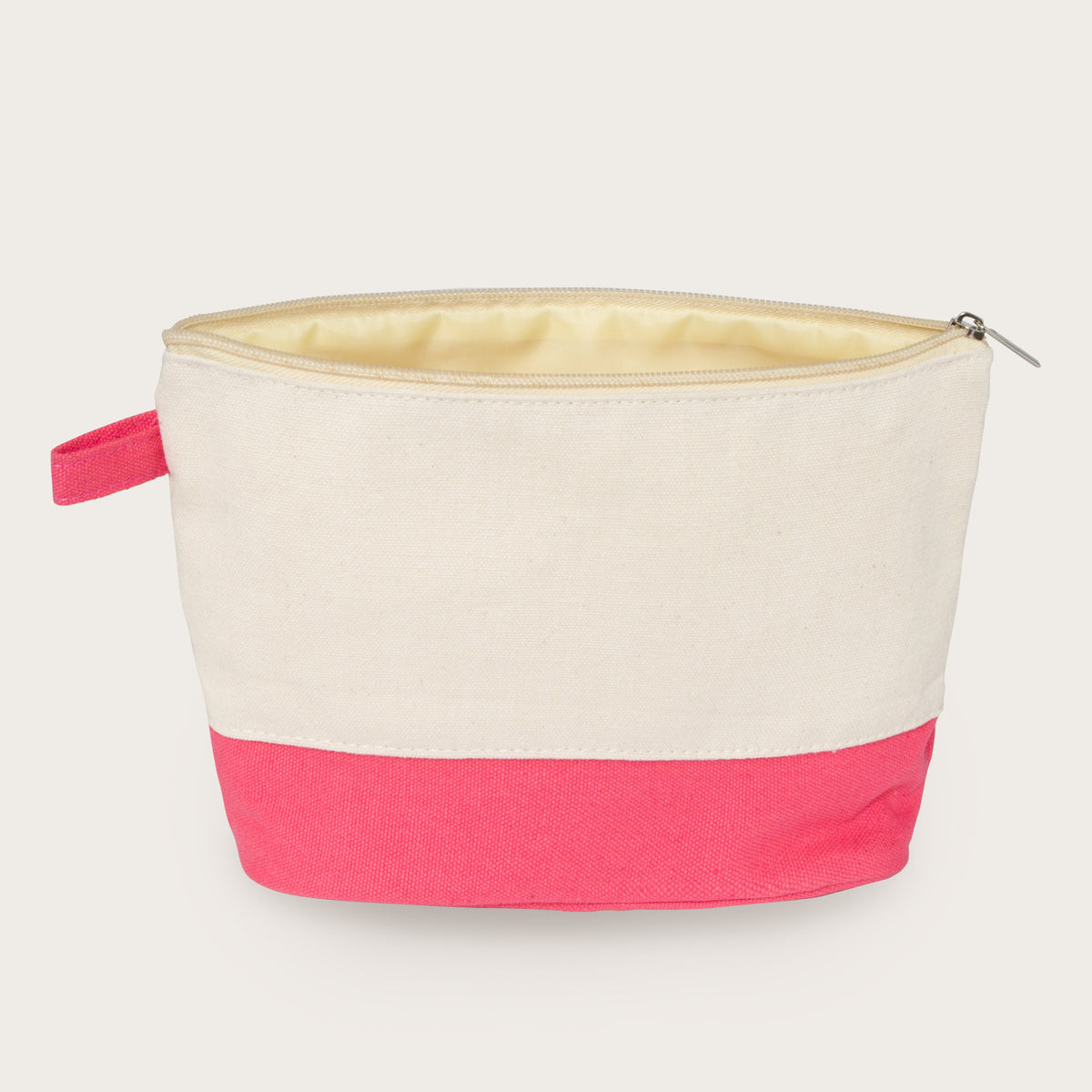 The Getaway Canvas Cosmetic Bag — white and pink bag