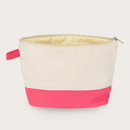 The Getaway Canvas Cosmetic Bag — white and pink bag