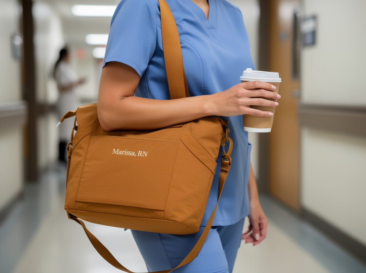 Custom Name Nurse Work Tote with Laptop Sleeve